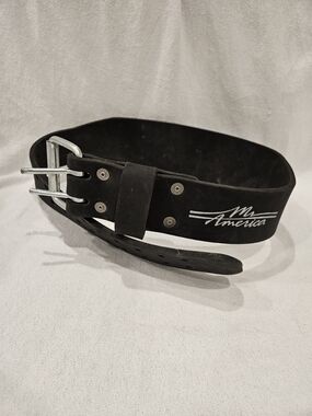 Mr. America Black Suede Weightlifting Double Prong Belt